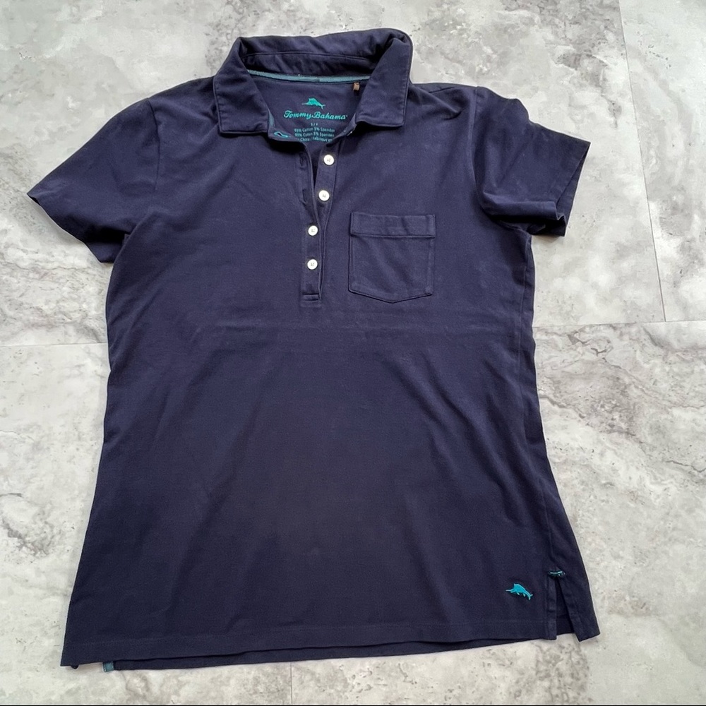 Tommy Bahama Navy Blue Polo Shirt Womens‎ Size Small